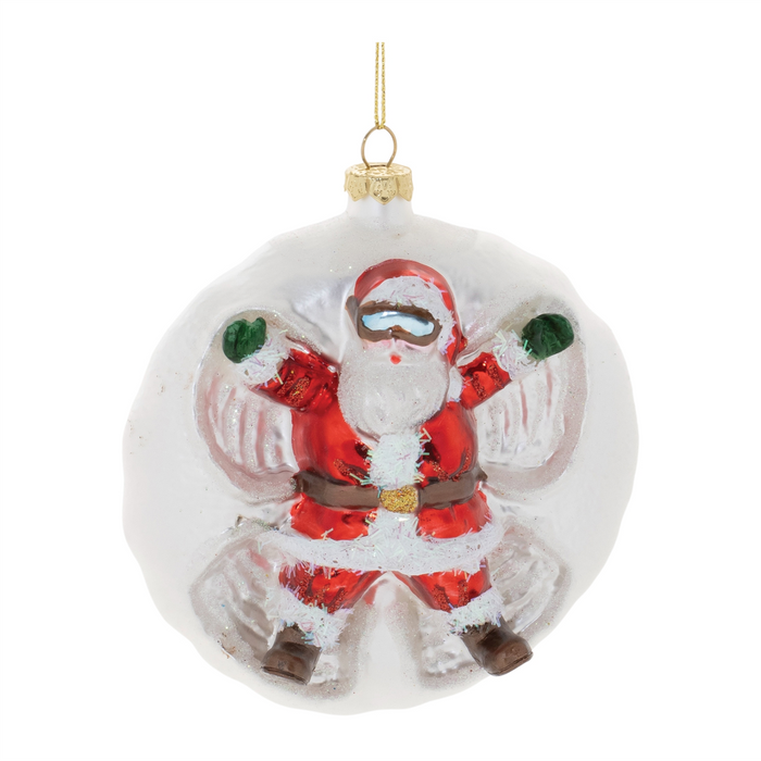 Santa/Snow Angel Ball Ornament (Set of 6) 4”D Glass