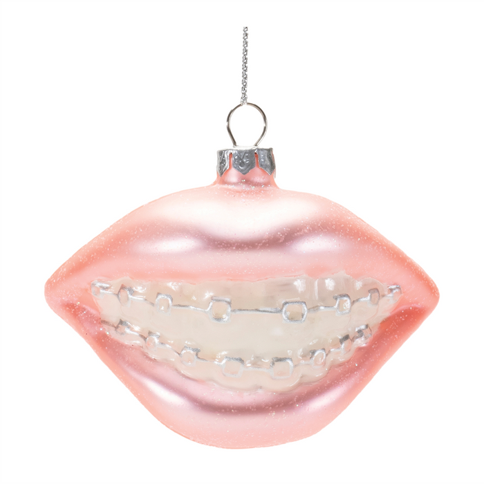 Glass Smile with Braces Ornament (Set of 12)