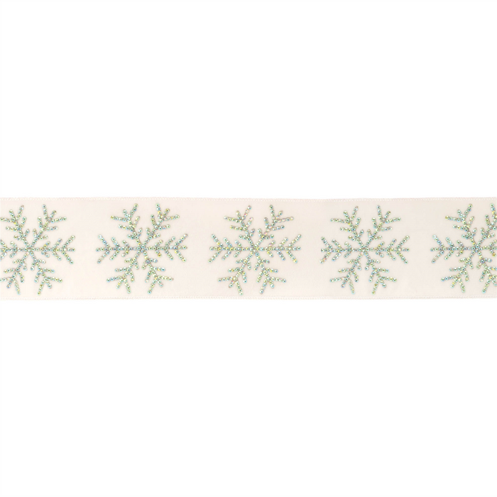 Jeweled Snowflake Wired Ribbon 4" x 5 Yds.