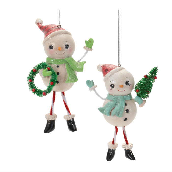 Snowman Ornament (Set of 12) 4”H Resin