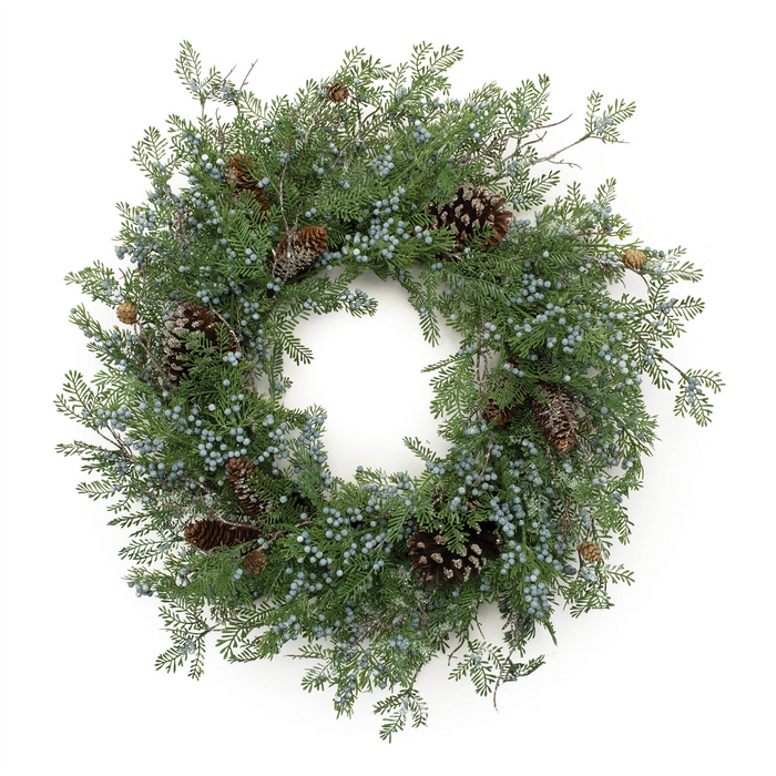 Mixed Juniper Wreath 26”D Plastic