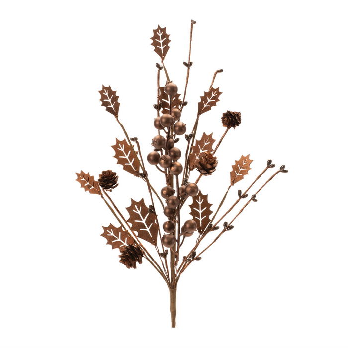 Mixed Holly Berry Pinecone Spray (Set of 6)