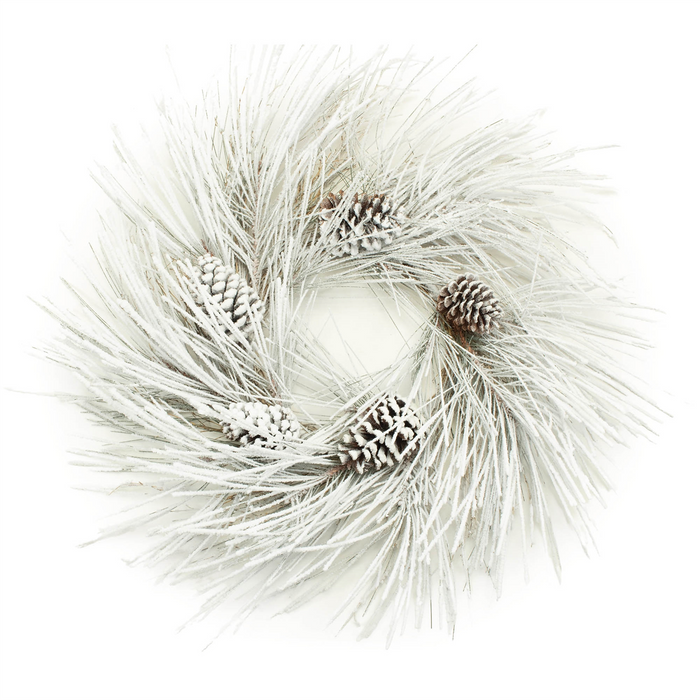 Flocked Long Needle Pine Wreath 28"D