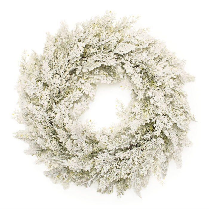 Snowy Flocked Pine Wreath 24"D