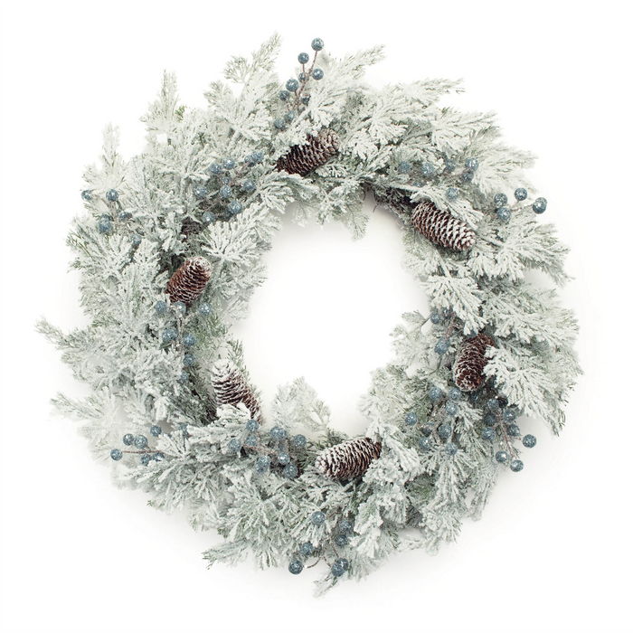 Flocked Pine Wreath 24”D Plastic