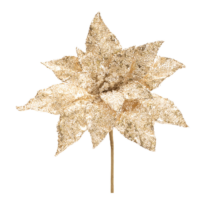 Beaded Poinsettia Flower Stem (Set of 6)