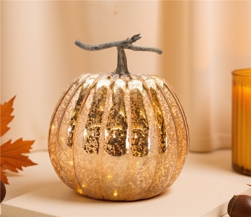 LED Mercury Glass Pumpkin Decor (Set of 2)