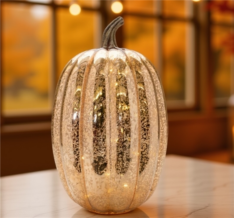 LED Mercury Glass Pumpkin Decor (Set of 2)
