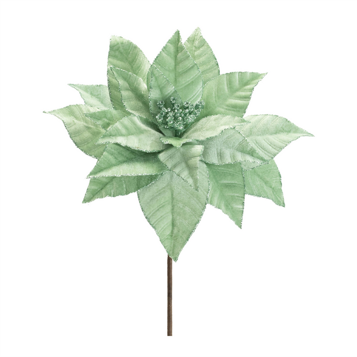 Glittered Poinsettia Flower Stem (Set of 6)