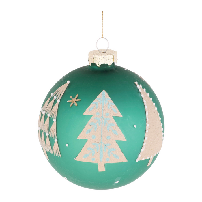 Beaded Pine Tree Ball Ornament (Set of 6)