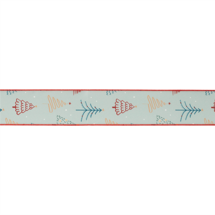 Christmas Tree Print Wired Ribbon (Set of 2)