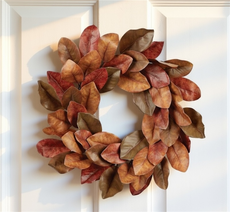 Fall Magnolia Leaf Wreath 24"D