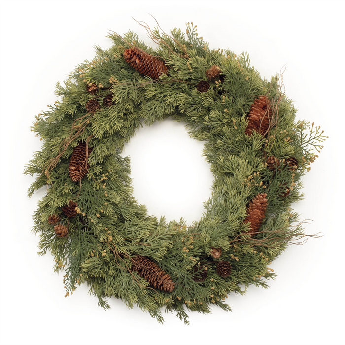 Pine and Pinecone Wreath 22"D