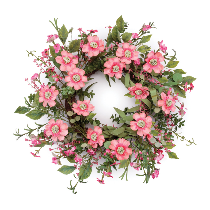 Mixed Scabiosa Wreath 22”D EVA/Polyester
