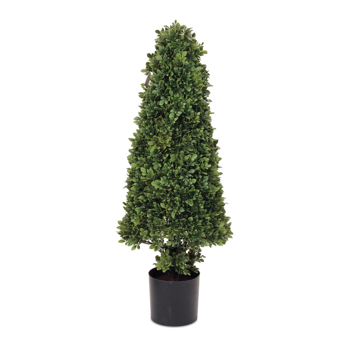 Potted Boxwood Cone Topiary 38”H Plastic