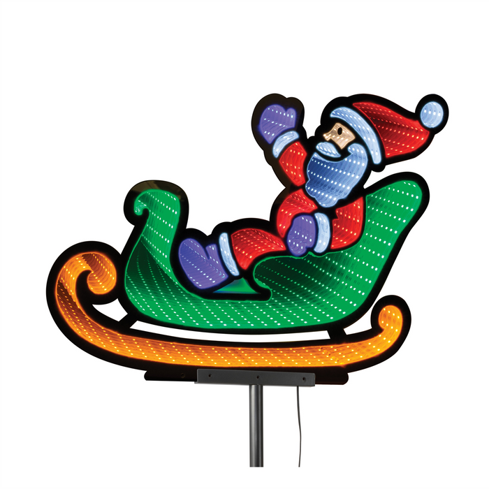 Santa in Sleigh w/Reindeer Stake x4 Ekkolight 9.5"-18"H x 16'L Acrylic UL Plug