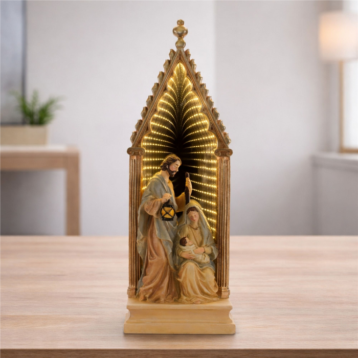 Holy Family w/Ekkolight 23”H Resin/Acrylic