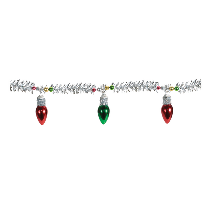 Light Bulb and Tinsel Garland (Set of 2) 5'L Plastic
