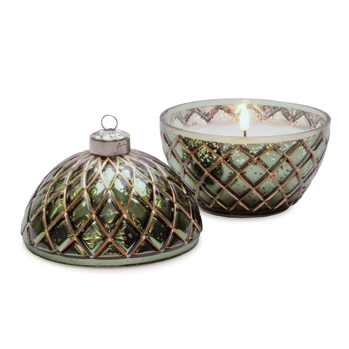 LED Candle Ornament 5.75"D x 6.5"H Glass 6 Hr Timer 3 AA Batteries Not Included