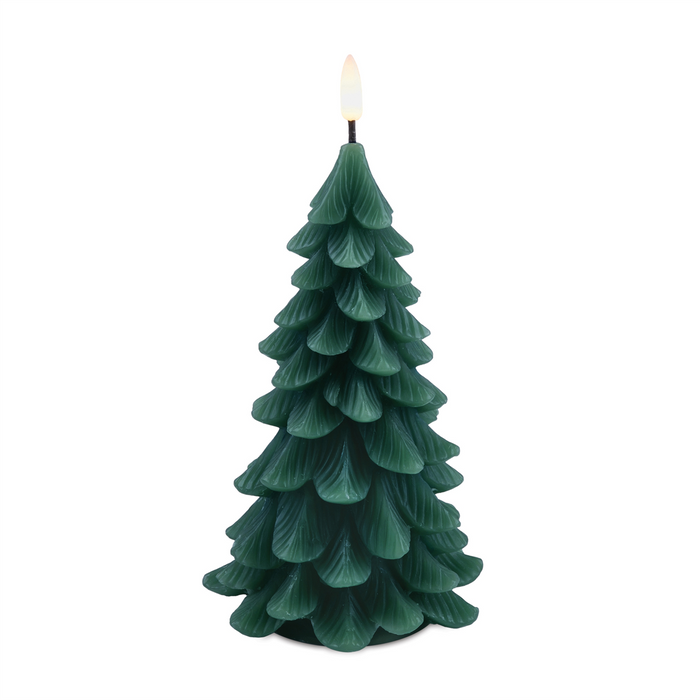 LED Tree Candle (Set of 2) 8"H, 9"H Wax/Plastic 2 AA Batteries Not Included