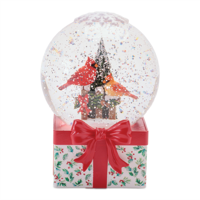 LED Cardinal Snow Globe 6.5”H Plastic 3 AA Batteries Not Included