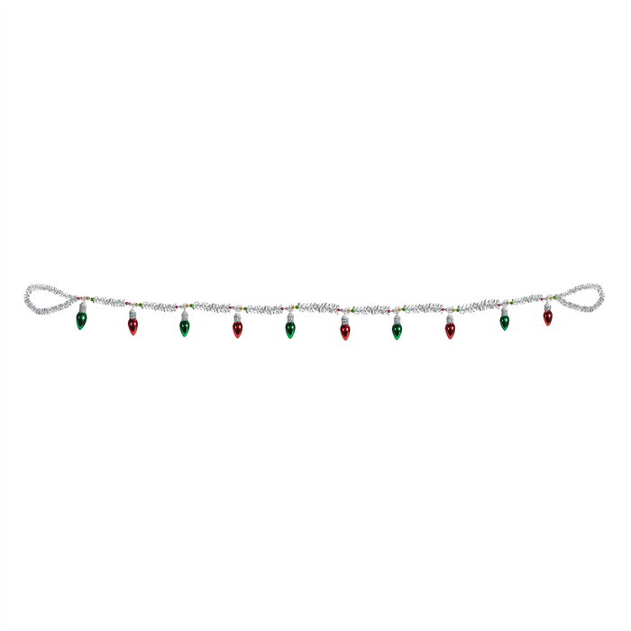 Light Bulb and Tinsel Garland (Set of 2) 5'L Plastic
