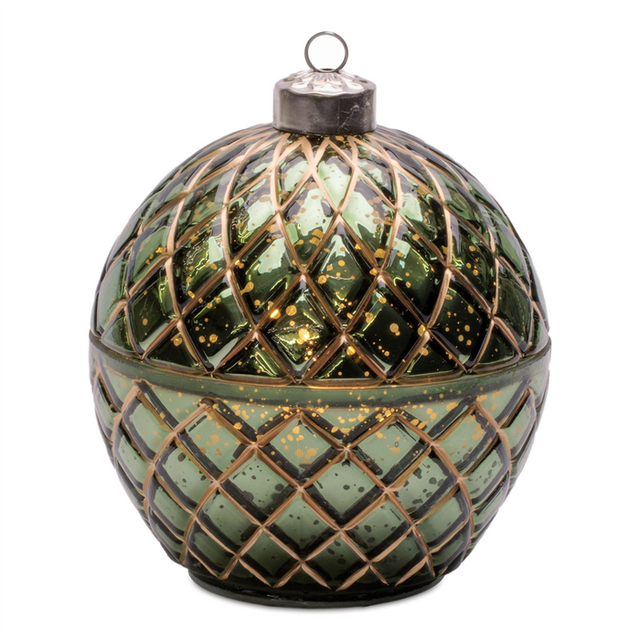 LED Candle Ornament 5.75"D x 6.5"H Glass 6 Hr Timer 3 AA Batteries Not Included