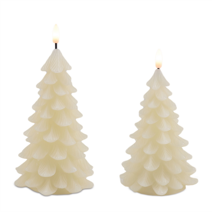 LED Tree Candle (Set of 2) 8"H, 9"H Wax/Plastic 2 AA Batteries Not Included