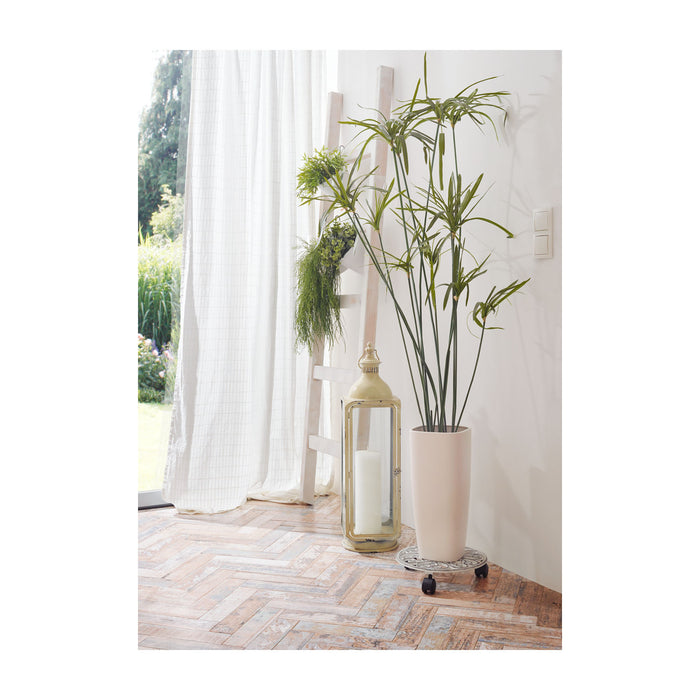 11.4" White Round Cast Iron Plant Caddy