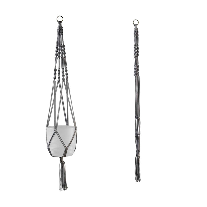 35" Shiny Gray Macrame Hanger