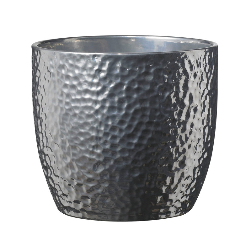5.1" Shiny Silver Ceramic Boston Metallic Pot