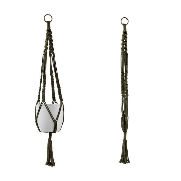 35" Natural Green Macrame Hanger