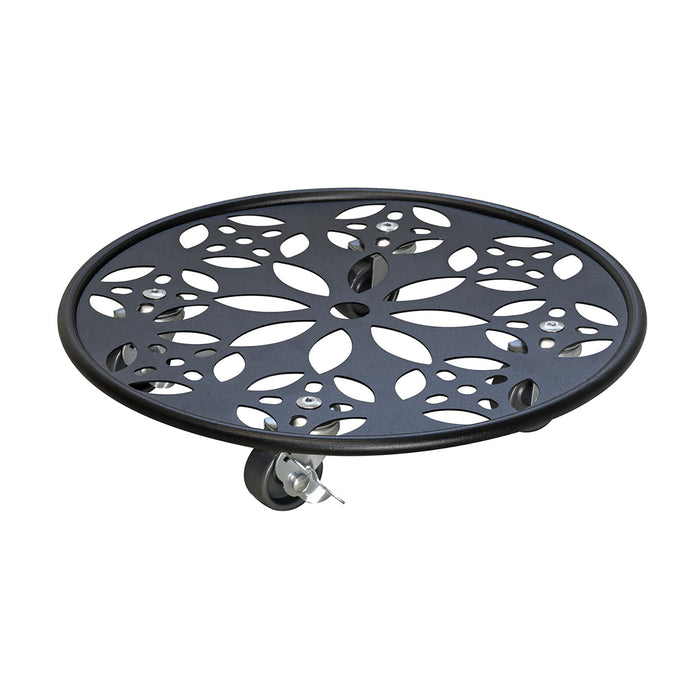 11.8" Black Round Flower Steel Plant Caddy