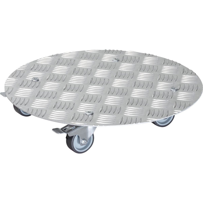 15" Silver Round Diamond Plated Aluminum Plant Caddy