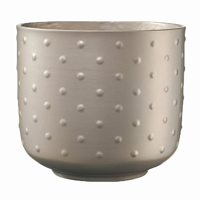 5.1" Gray Beige Metallic Ceramic Baku Glamour Pot