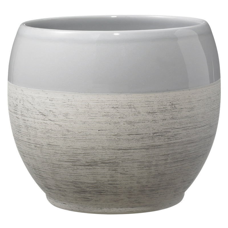 5.9" Shiny Wood Optics Gray Ceramic Alberta Fashion Pot