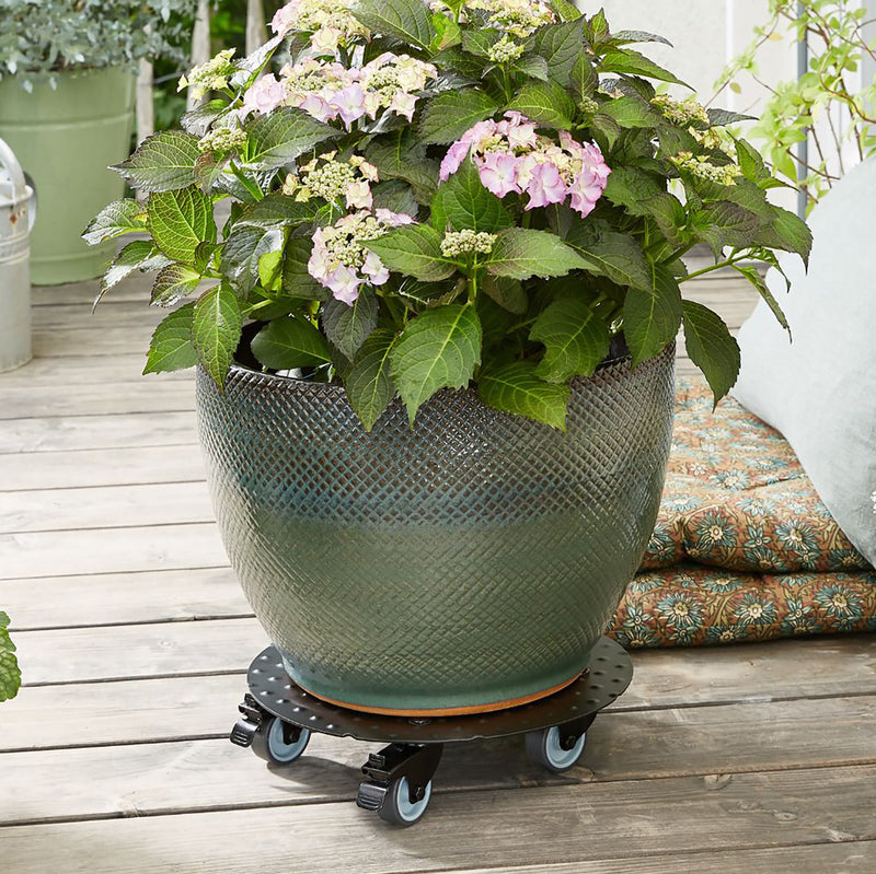 11.8" Black Round Aluminum Plant Caddy