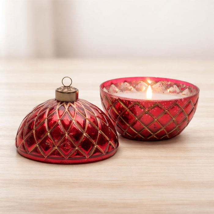 LED Candle Ornament 5.75"D x 6.5"H Glass 6 Hr Timer 3 AA Batteries Not Included
