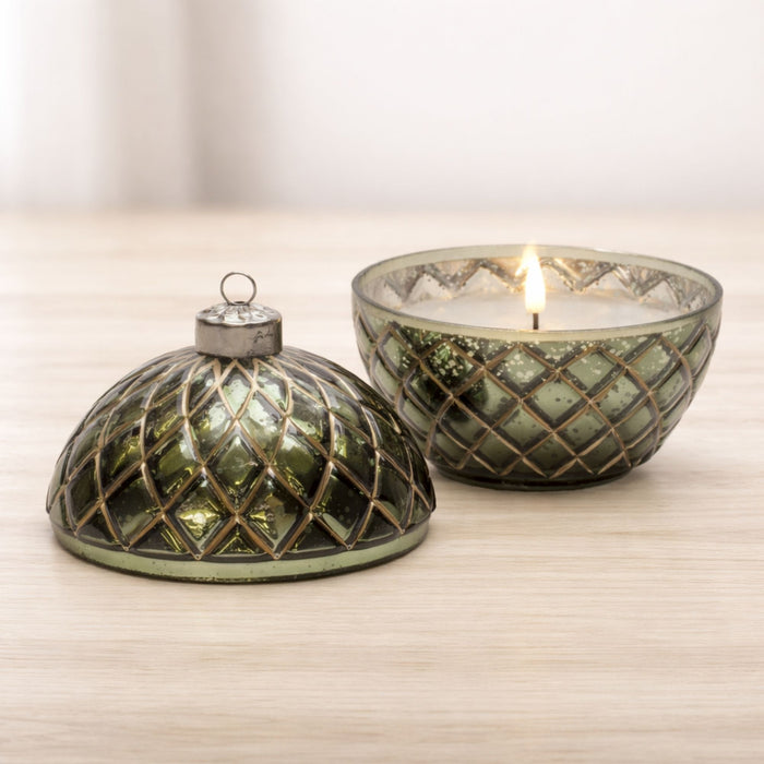 LED Candle Ornament 5.75"D x 6.5"H Glass 6 Hr Timer 3 AA Batteries Not Included