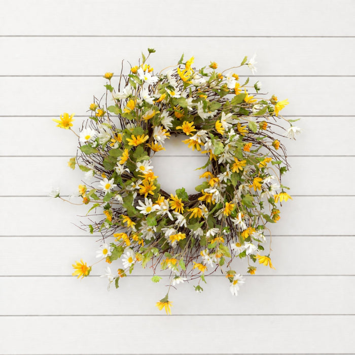 Daisy Wreath 24"D Polyester