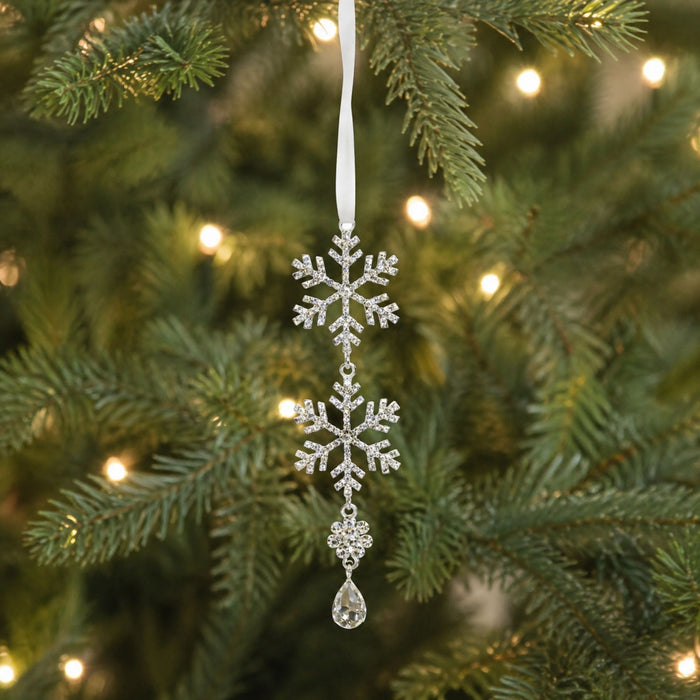 Jewel Tiered Snowflake Ornament Drop (Set of 12)