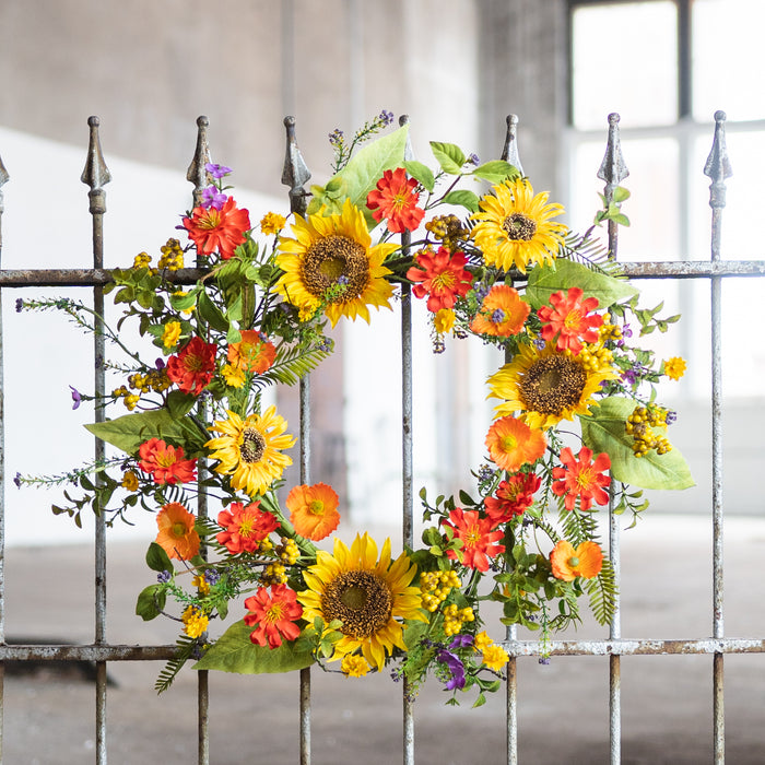 Sunflower Wreath 22"D Polyester/Plastic