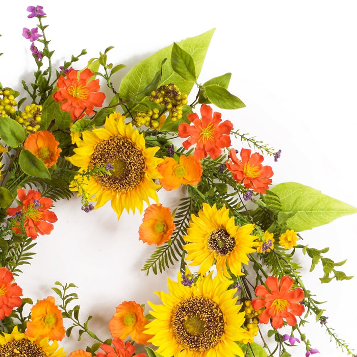 Sunflower Wreath 22"D Polyester/Plastic