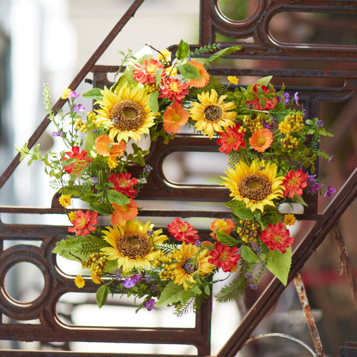 Sunflower Wreath 22"D Polyester/Plastic