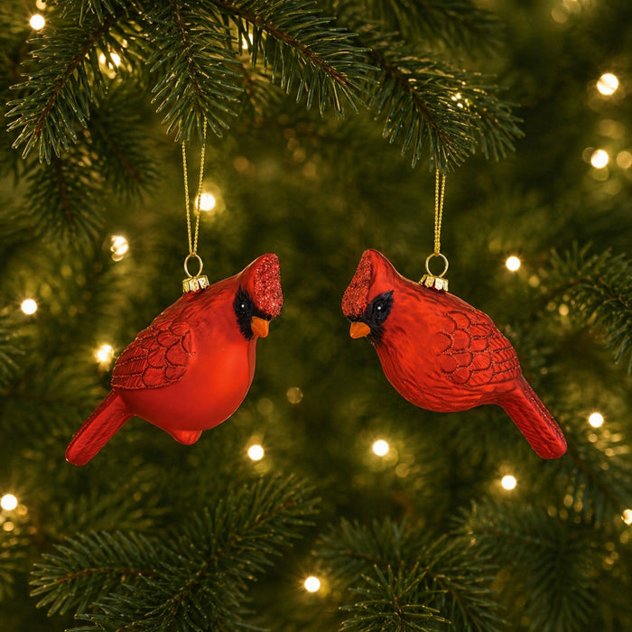 Glass Cardinal Bird Ornament (Set of 12)