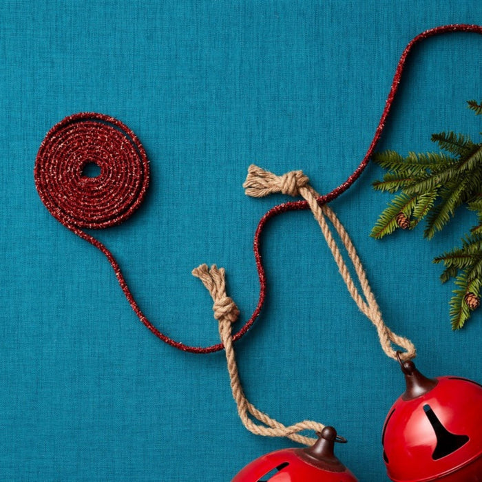 Red Glitter Rope Ribbon (Set of 12 Rolls)