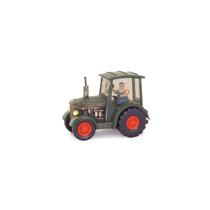 LED Snow Globe Tractor with Farmer Santa (Set of 2)