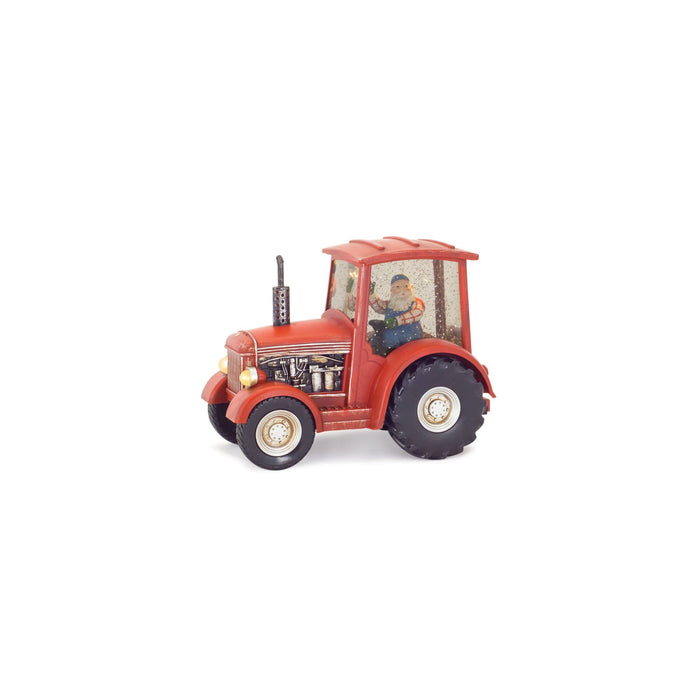 LED Snow Globe Tractor with Farmer Santa (Set of 2)