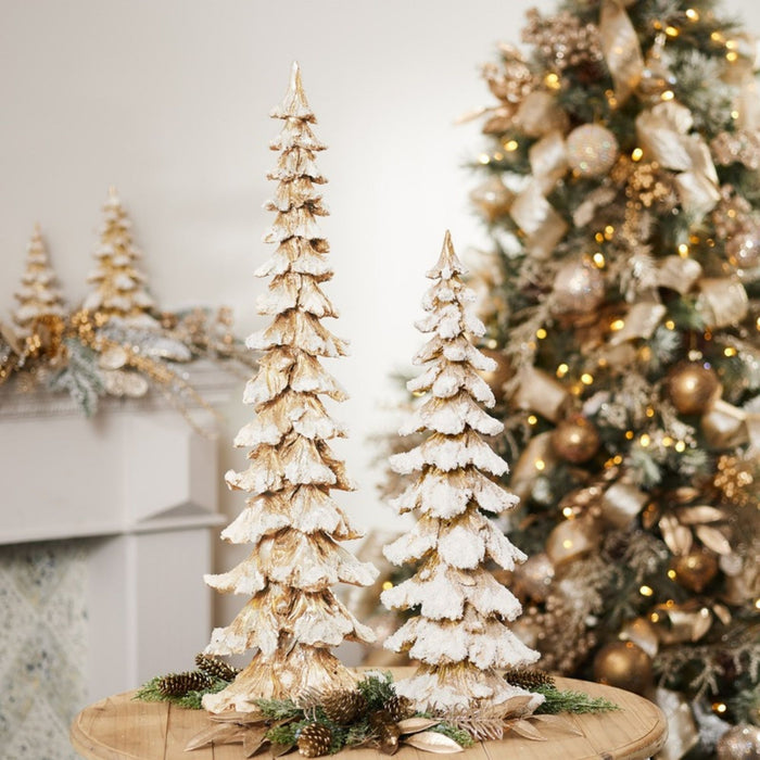 Gold Flocked Pine Tree 34.5"H