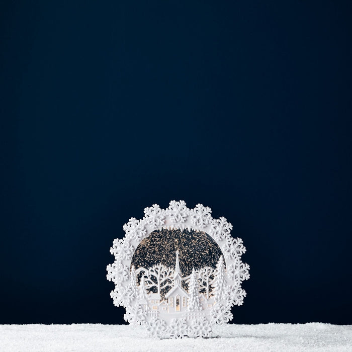LED Church Scene Snow Globe 12.25"H
